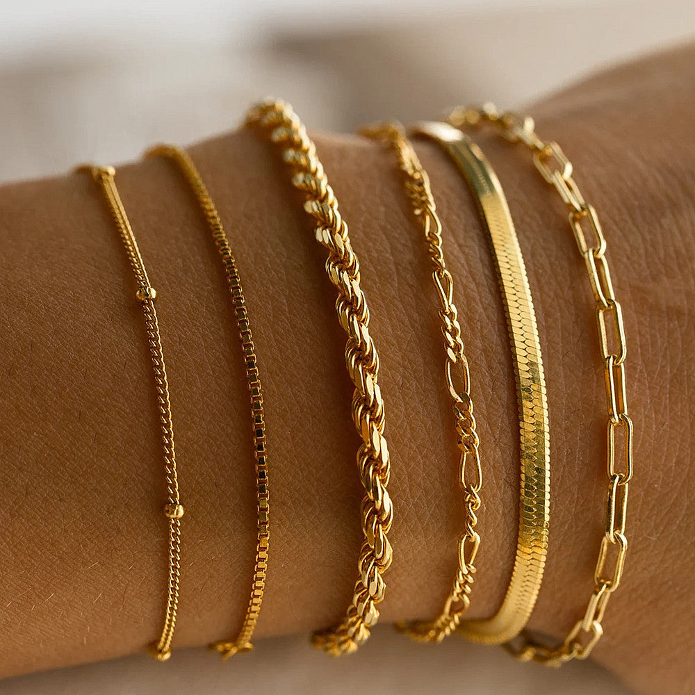 Damen Armreifen-Set mit funkelnden Zirkonia und eleganten Kettendesigns Shop Nory