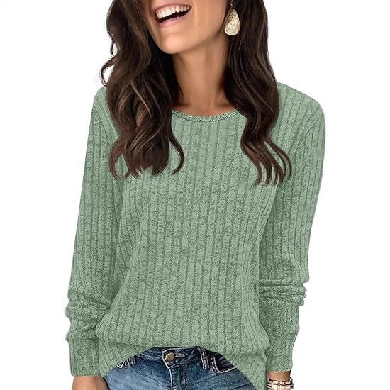 Damen Strukturierter Rippstrick-Pullover mit Rundhalsausschnitt, legerer Silhouette und weichen Bündchen Shop Nory