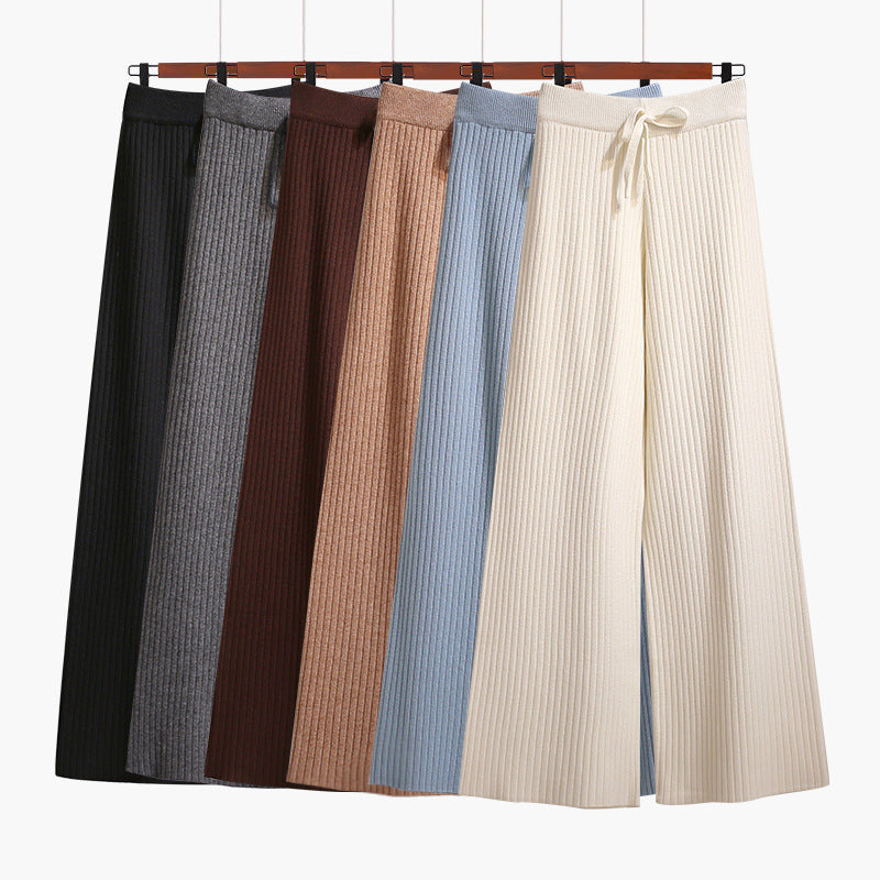 Damen Weit geschnittene Rippstrickhose mit Kordelzug Shop Nory