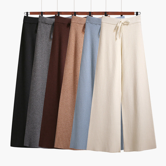 Damen Weit geschnittene Rippstrickhose mit Kordelzug Shop Nory