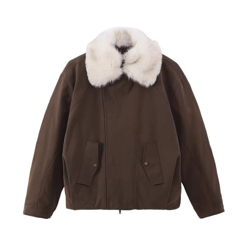 Damen Modische und bequeme Übergangsjacke mit Teddykragen Shop Nory