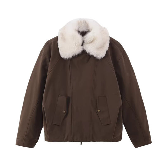Damen Modische und bequeme Übergangsjacke mit Teddykragen Shop Nory