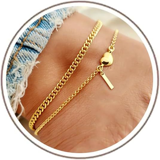 Damen Fußkettchen mit herzförmigem und initialisiertem Anhänger Shop Nory
