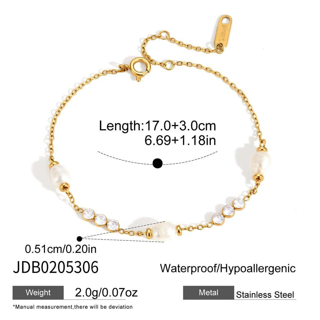 Damen Armband mit glänzenden Zirkonia und eleganten Perlendetails Shop Nory