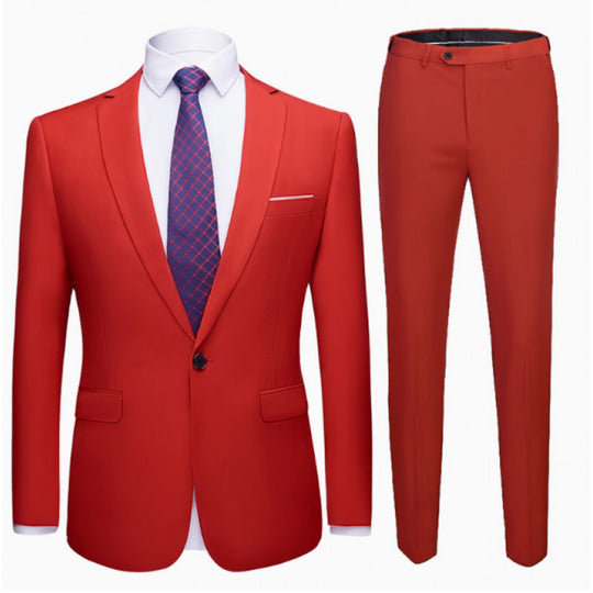 Herren Zweiteiliger Slim-Fit Anzug mit Ein-Knopf-Sakko und schmaler Anzughose Shop Nory