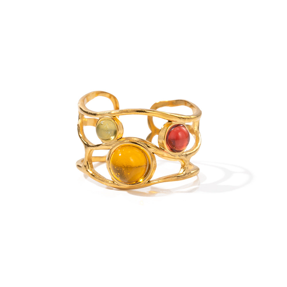 Damen Offener Ring mit buntem Edelsteindesign Shop Nory