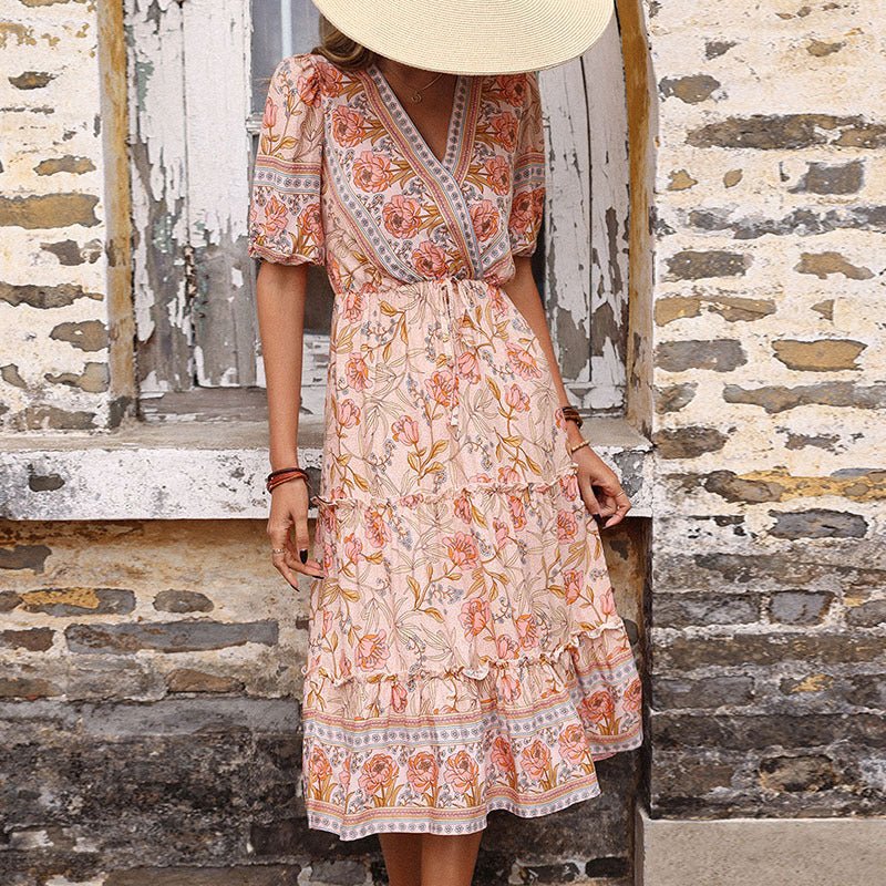 Damen Elegantes Midi-Kleid mit floralem Design Shop Nory