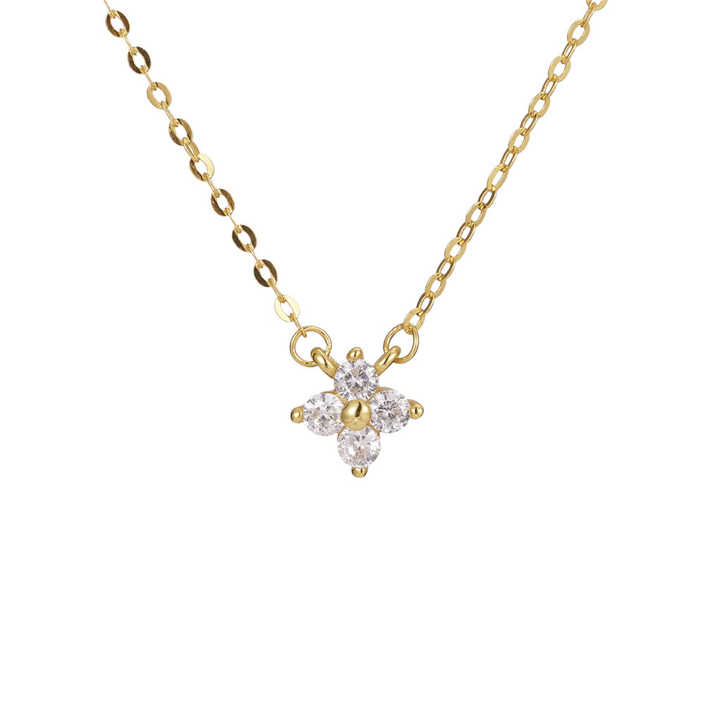 Damen zarte Halskette mit floralen Kristalldetails Shop Nory