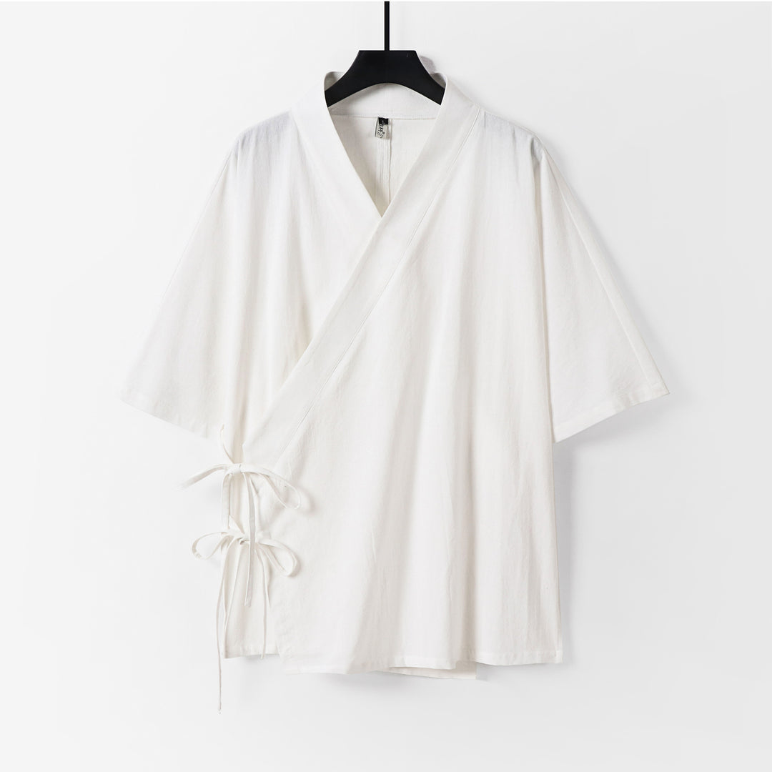 Damen Wickel-Kimono-Oberteil mit kurzen Ärmeln und Seitenschnürung Shop Nory