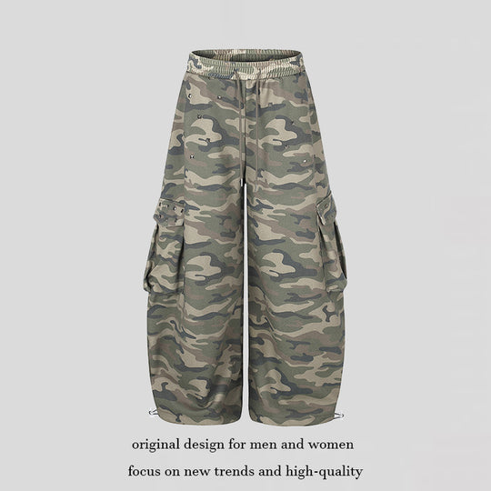Damen Weite Cargohose im Camouflage-Design mit elastischem Bund und großen Taschen Shop Nory