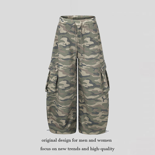 Damen Weite Cargohose im Camouflage-Design mit elastischem Bund und großen Taschen Shop Nory