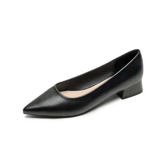 Damen elegante Ballerinas mit spitzem Zehenbereich und komfortablem Blockabsatz