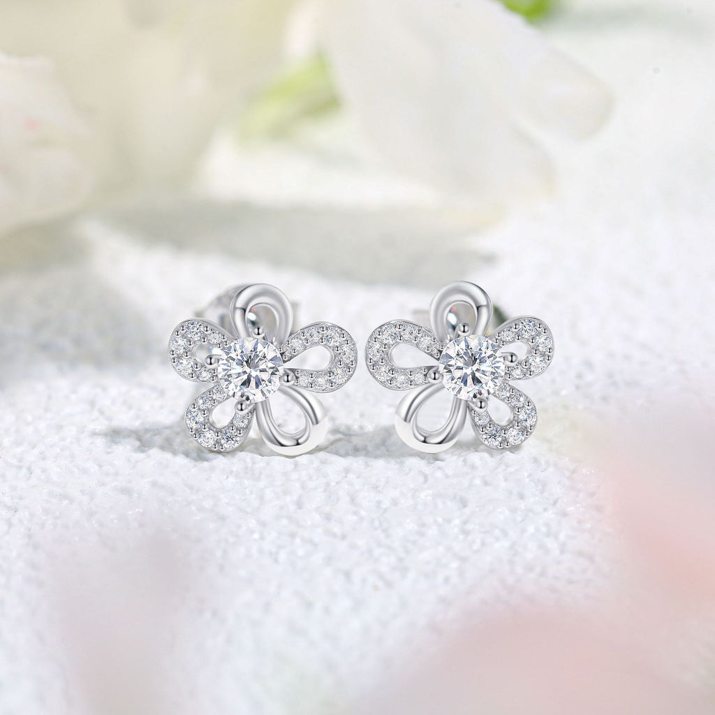 Damen Ohrringe in Blumenform mit Zirkonia-Besatz Shop Nory