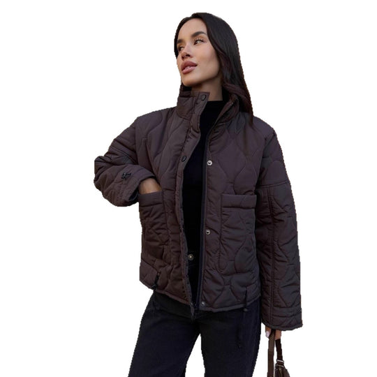 Damen Kurz geschnittene gesteppte Wattierte Jacke mit Stehkragen Shop Nory