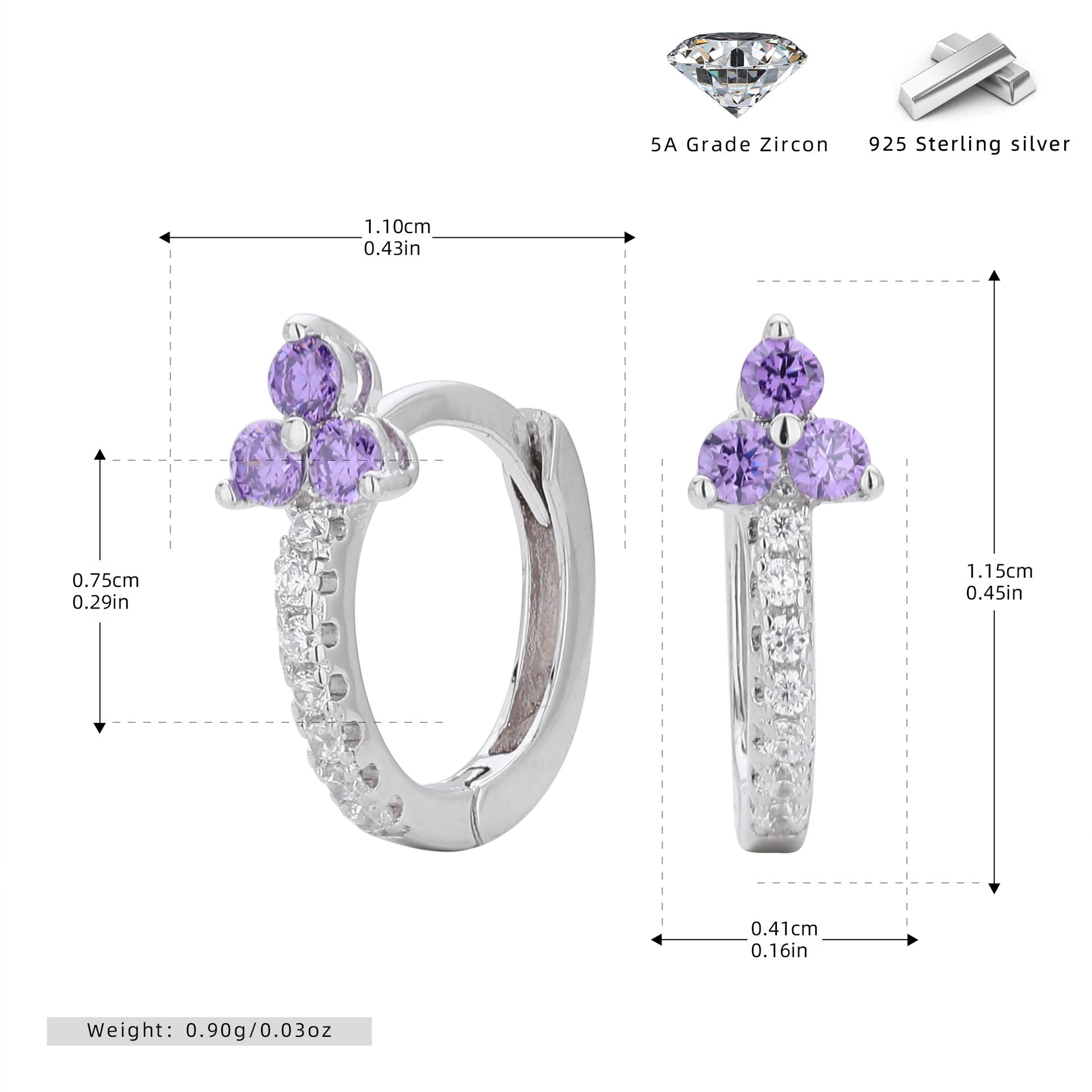 Damen Ohrhänger mit glitzerndem Zirkonmotiv und hochwertigem 925 Sterling Silber Shop Nory