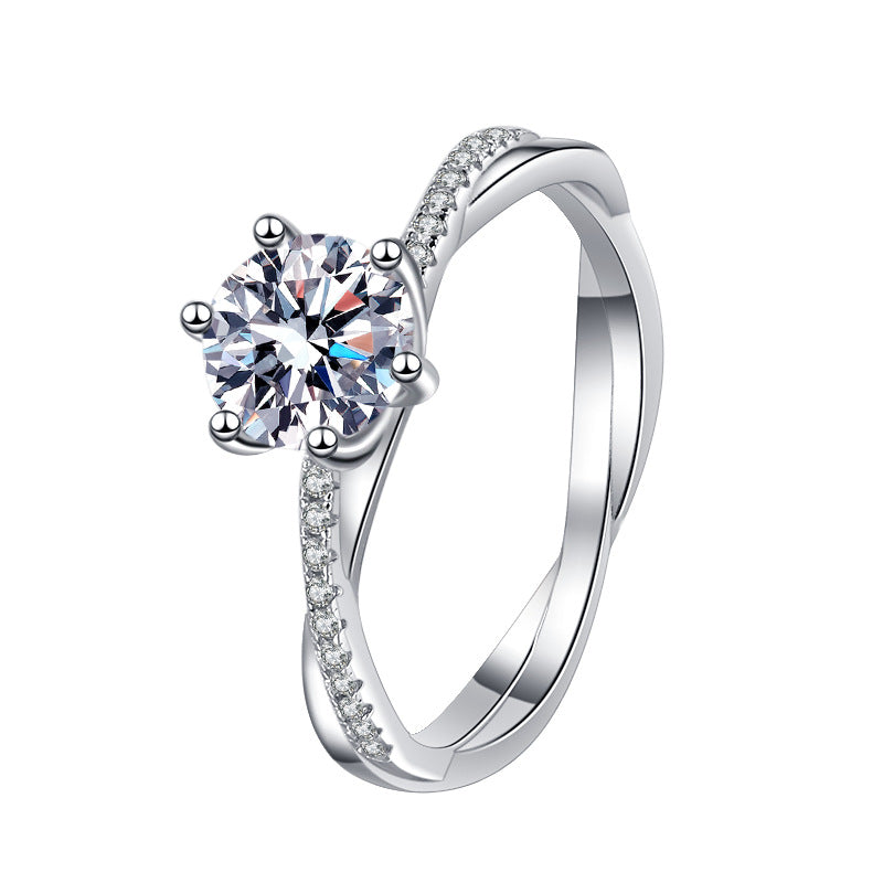 Damen Verlobungsring mit funkelndem Hauptstein und eleganter Zirkonia-Besatz Shop Nory