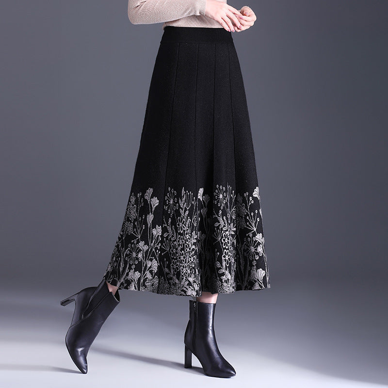 Damen Eleganter Maxirock mit floralem Muster Shop Nory