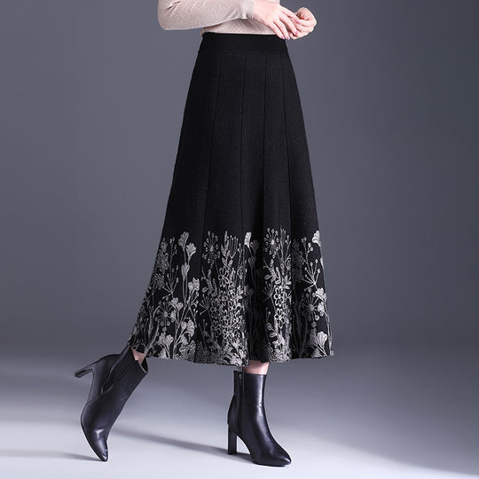 Damen Eleganter Maxirock mit floralem Muster Shop Nory