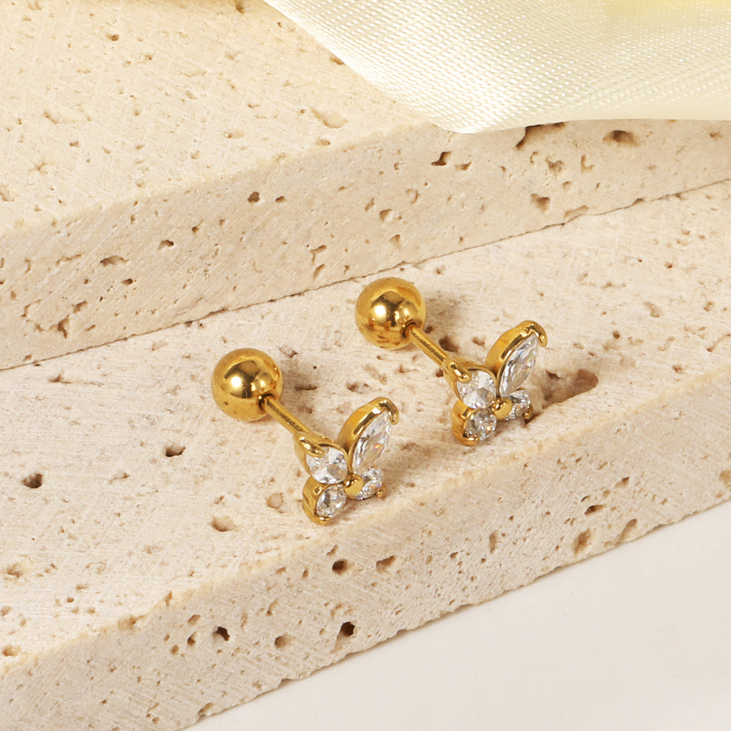 Damen Ohrstecker im verspielten Schmetterlingsdesign mit funkelnden Zirkonia Shop Nory