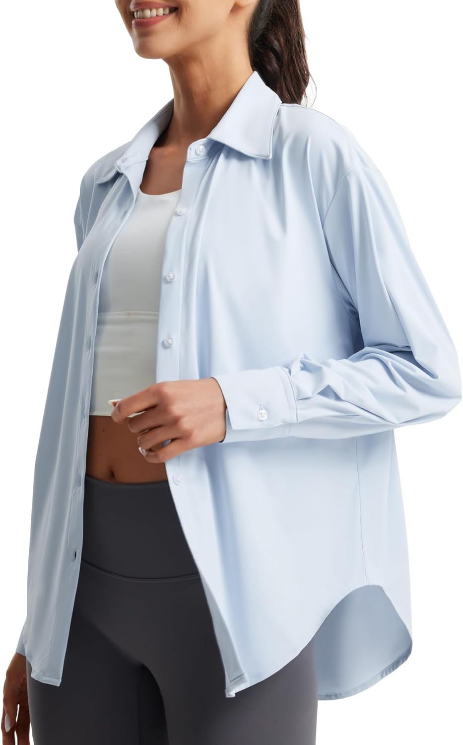 Damen Oversize-Bluse aus Stretch-Mikrofaser mit Hemdblusenkragen Shop Nory