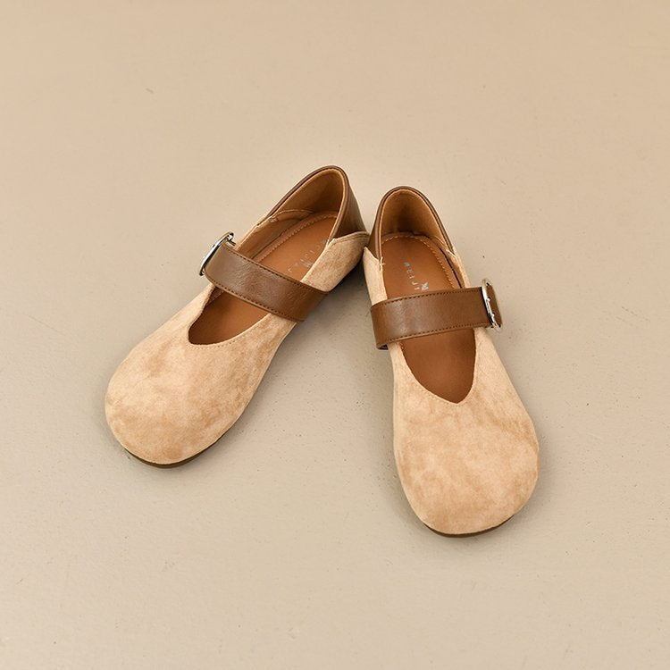 Damen bequeme Mary Jane Ballerinas mit dekorativem Riemen