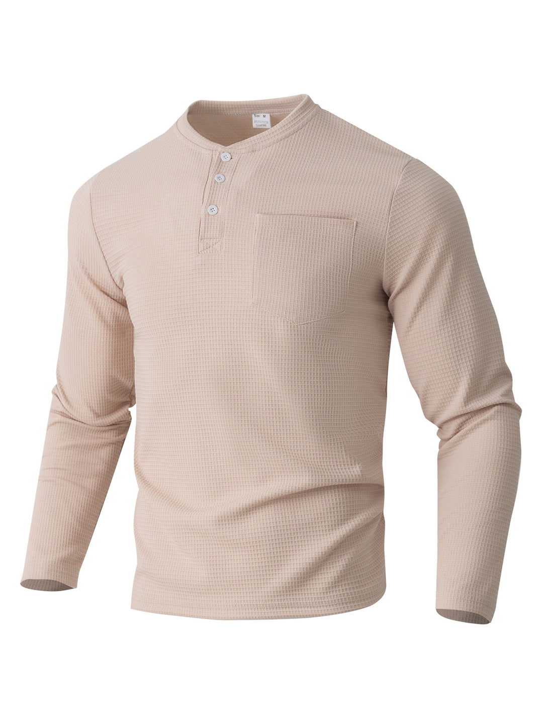 Herren Langarm Henley mit Waffelstruktur und Brusttasche thermisches Langarmshirt Shop Nory