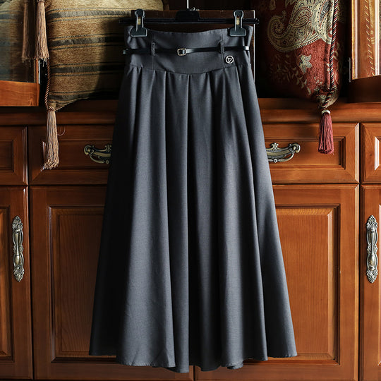 Damen Eleganter, schwingender Midirock mit Taillengürtel Shop Nory