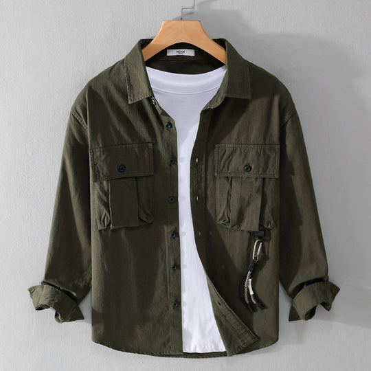 Herren Utility-Overshirt mit Doppel-Brusttaschen und Karabinerdetail Shop Nory