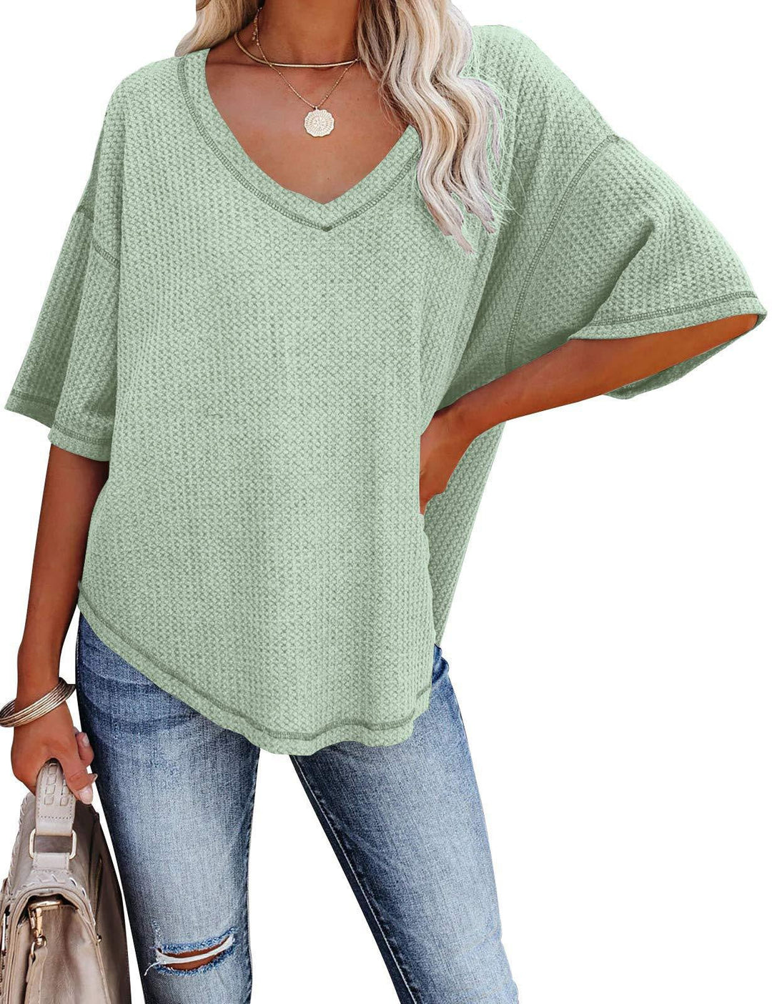 Damen lässiges Oversized-Oberteil mit strukturiertem WShopnorymuster