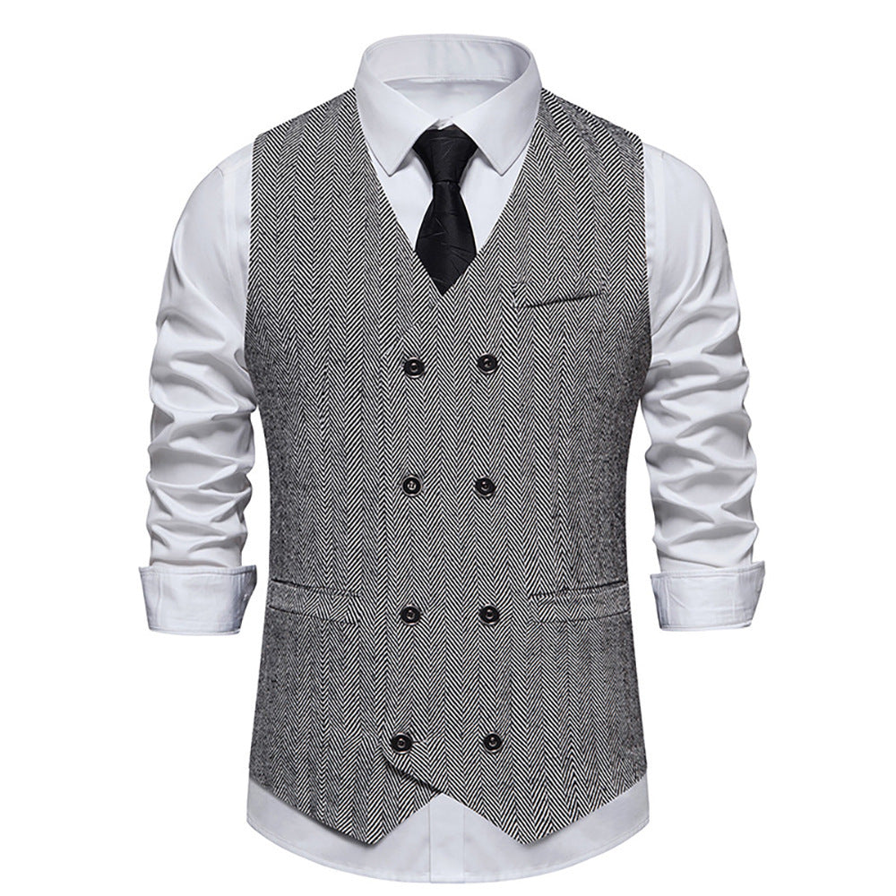 Herren elegante Doppelreiher-Weste im strukturierten Design