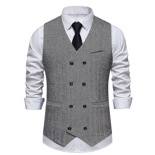 Herren elegante Doppelreiher-Weste im strukturierten Design
