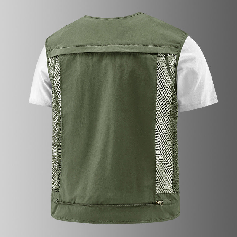 Herren Multifunktionale Cargo-Utility-Weste mit zahlreichen Reißverschlussfächern und D-Ringen Shop Nory