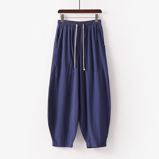 Damen Weiche Leinen-Haremshose mit Gummibund und Kordelzug Shop Nory