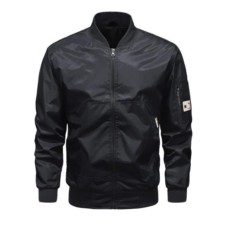 Herren Leichte Nylon-Bomberjacke mit Ärmeltasche, Stehkragen und Rippbündchen Shop Nory