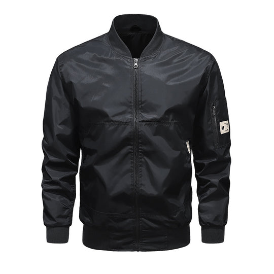 Herren Leichte Nylon-Bomberjacke mit Ärmeltasche, Stehkragen und Rippbündchen Shop Nory