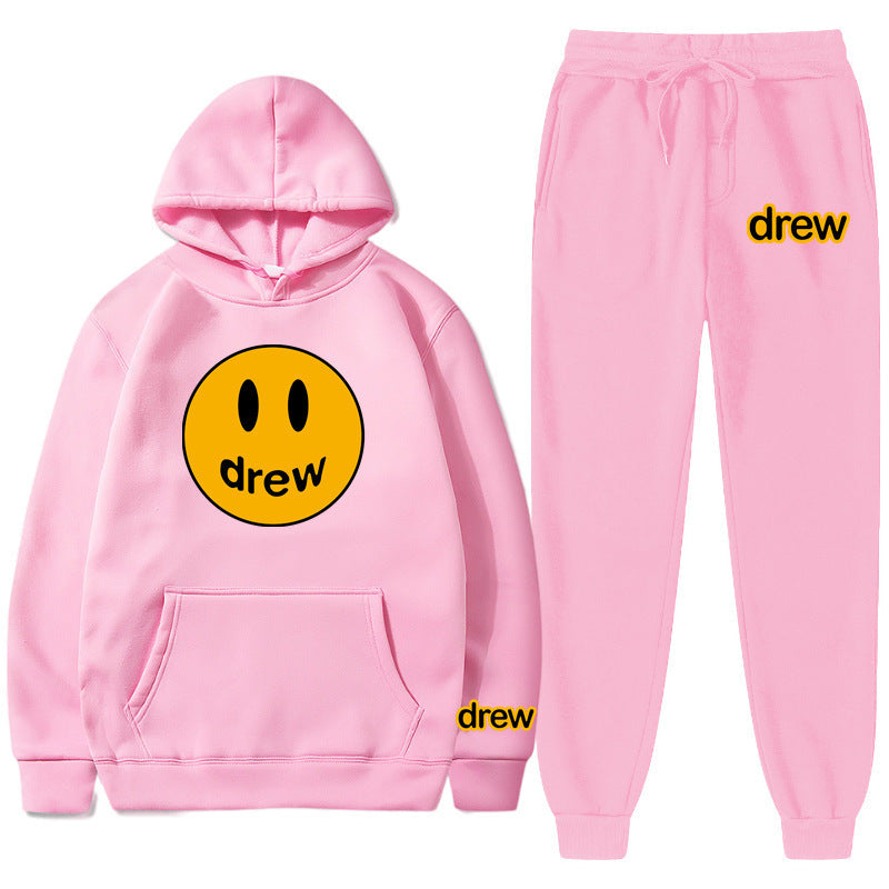 Unisex nan zweiteiliges Lounge-Set aus French-Terry mit Smiley-Print Kapuzenpullover und tapered Jogginghose Shop Nory