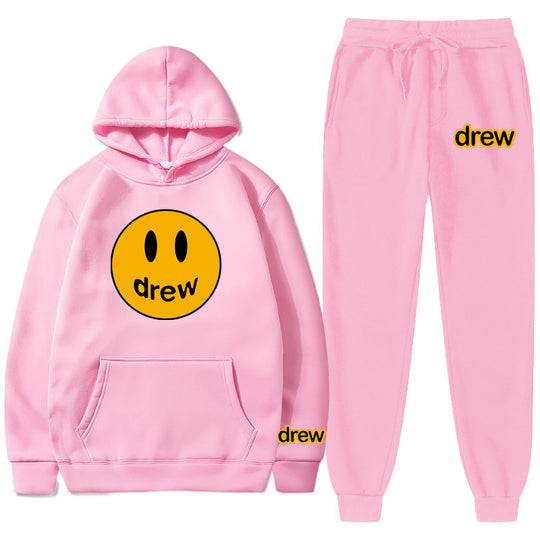 Unisex nan zweiteiliges Lounge-Set aus French-Terry mit Smiley-Print Kapuzenpullover und tapered Jogginghose Shop Nory