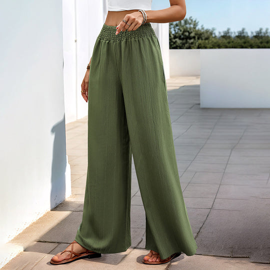 Damen Leichte Palazzo-Hose mit hohem Smokbund und fließender Weite Shop Nory