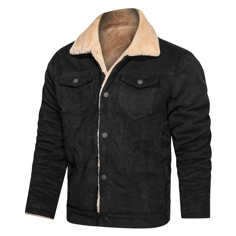 Herren Kord-Truckerjacke mit Teddyfutter und Druckknopfverschluss Shop Nory