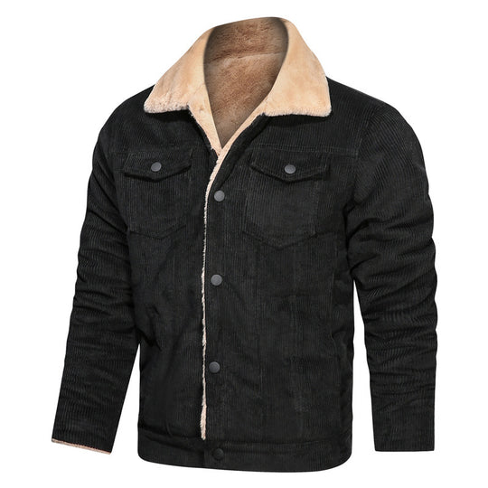 Herren Kord-Truckerjacke mit Teddyfutter und Druckknopfverschluss Shop Nory