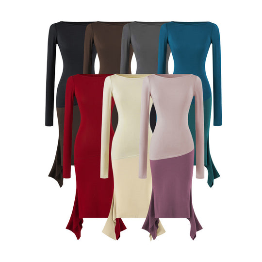 Damen Figurbetontes Midikleid mit asymmetrischem Zipfelsaum und Paneel-Design Shop Nory