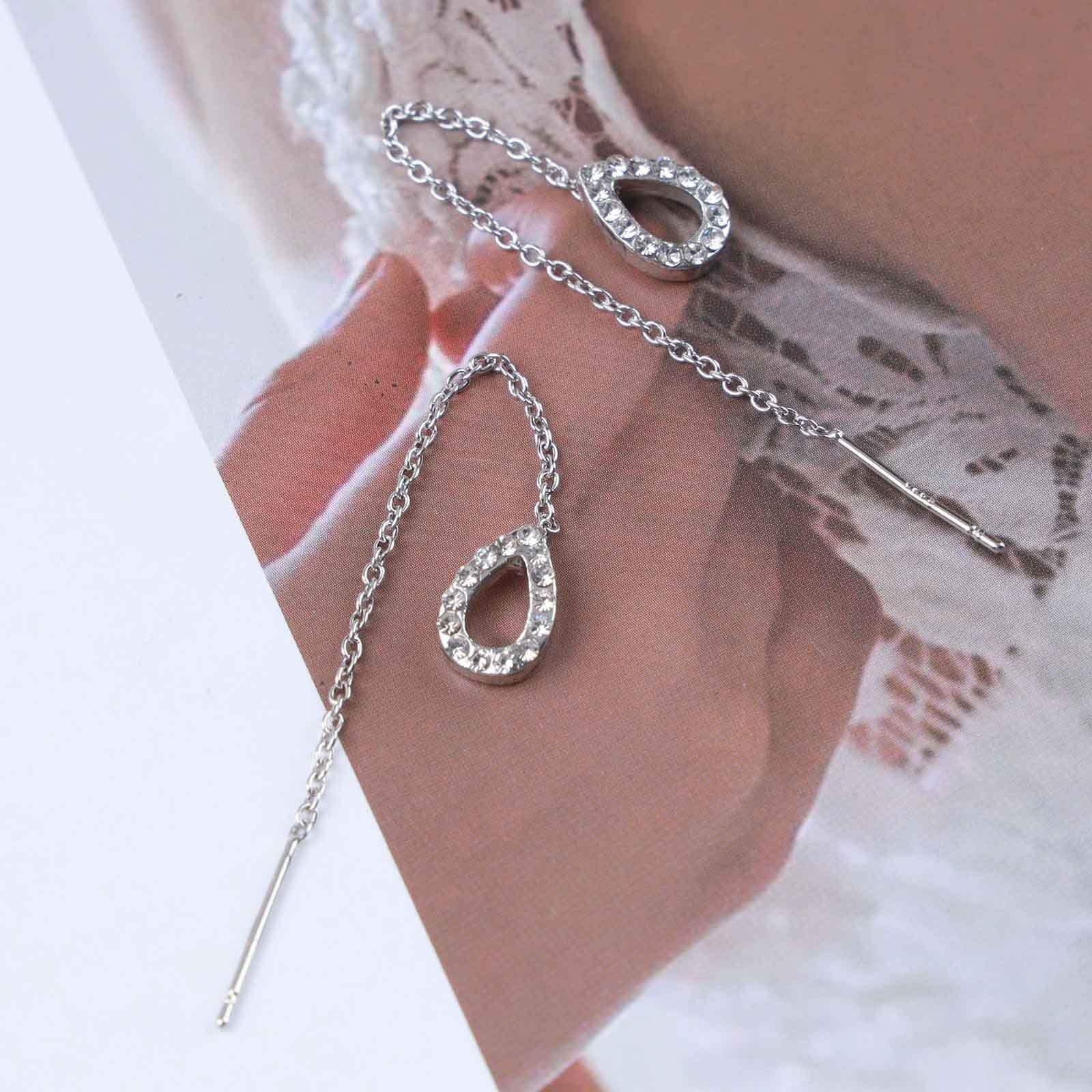 Damen Ohrringe mit langen, eleganten Tropfen und funkelnden Zirkonia Shop Nory
