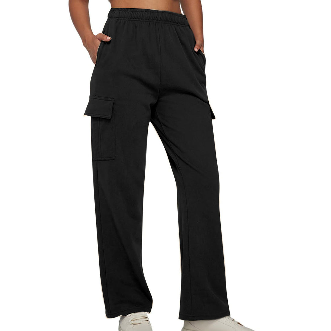 Damen nan lässige Cargo-Freizeithose mit weitem Bein elastischem Bund und aufgesetzten Taschen Shop Nory