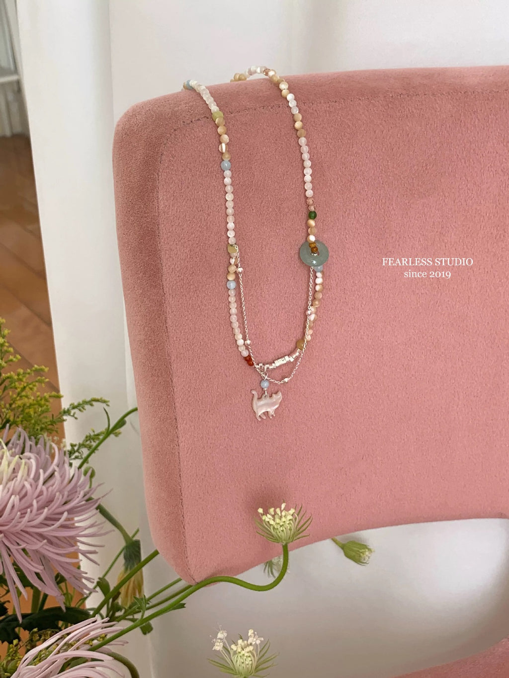 Damen mehrschichtige Kette mit Katzenanhänger Shop Nory