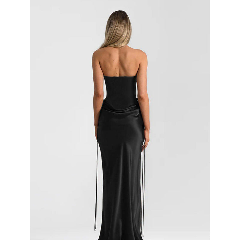 Damen Elegantes Trägerloses Maxikleid mit raffiniertem Drapierungsdesign und schmalem Schnitt