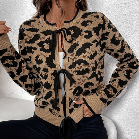 Damen Lässiger Cardigan mit Leo-Muster Shop Nory