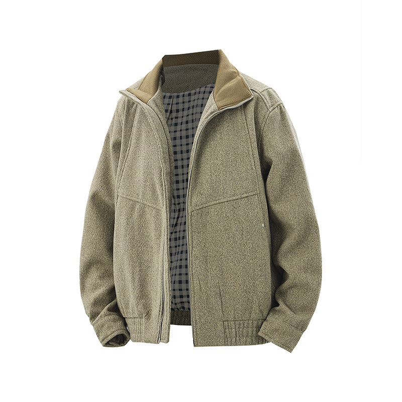 Herren Kurz geschnittener Fleece Blouson mit Cordkragen und gesteppter Innenfutter Shop Nory