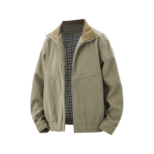 Herren Kurz geschnittener Fleece Blouson mit Cordkragen und gesteppter Innenfutter Shop Nory
