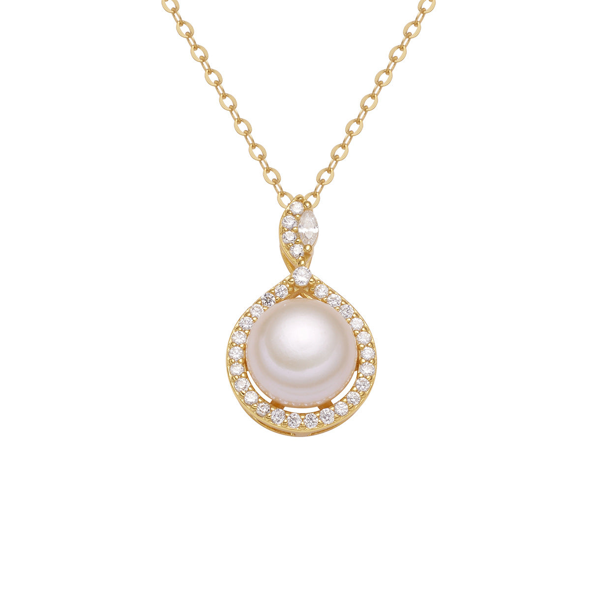 Damen filigrane Halskette mit elegantem Perlenanhänger und funkelnden Zirkonia Shop Nory