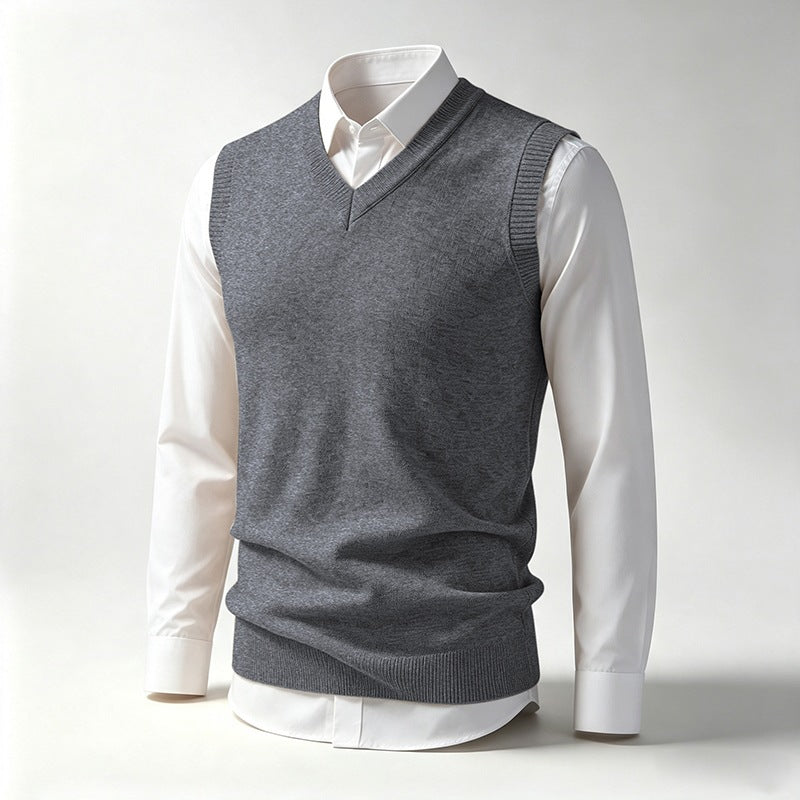 Herren Ärmellose Feinstrick V‑Ausschnitt Weste mit geripptem Saum Shop Nory